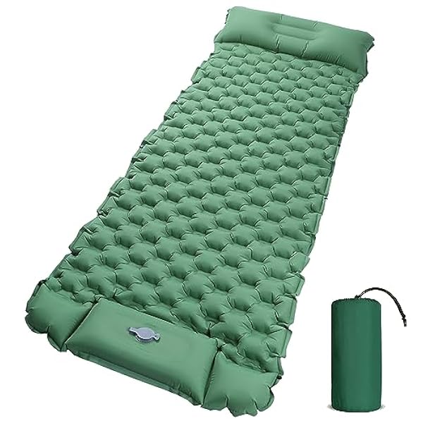 Camping Slaapkussen, IUZIT Ultralight Camping Mat met Kussen Ingebouwde Voetpomp Opblaasbare Slaapkussens Compact voor Camping Backpacken Wandelen
